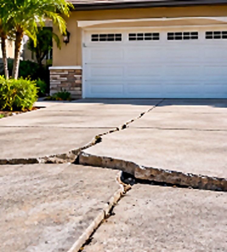 Torrance driveway before concrete leveling