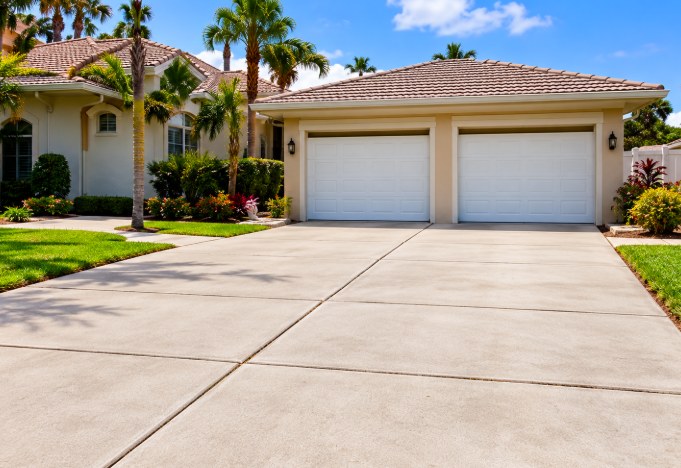 Leveled concrete driveway in front of a Torrance home