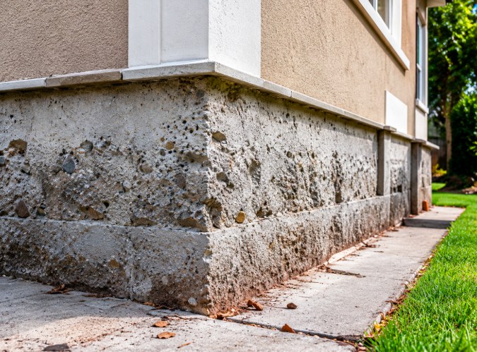 Concrete foundation wall of a home